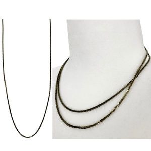 Antique Brass Bronze Square Link Chain Long Necklace 32.5" - 35.5"